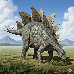 Stegosaurus eating plant